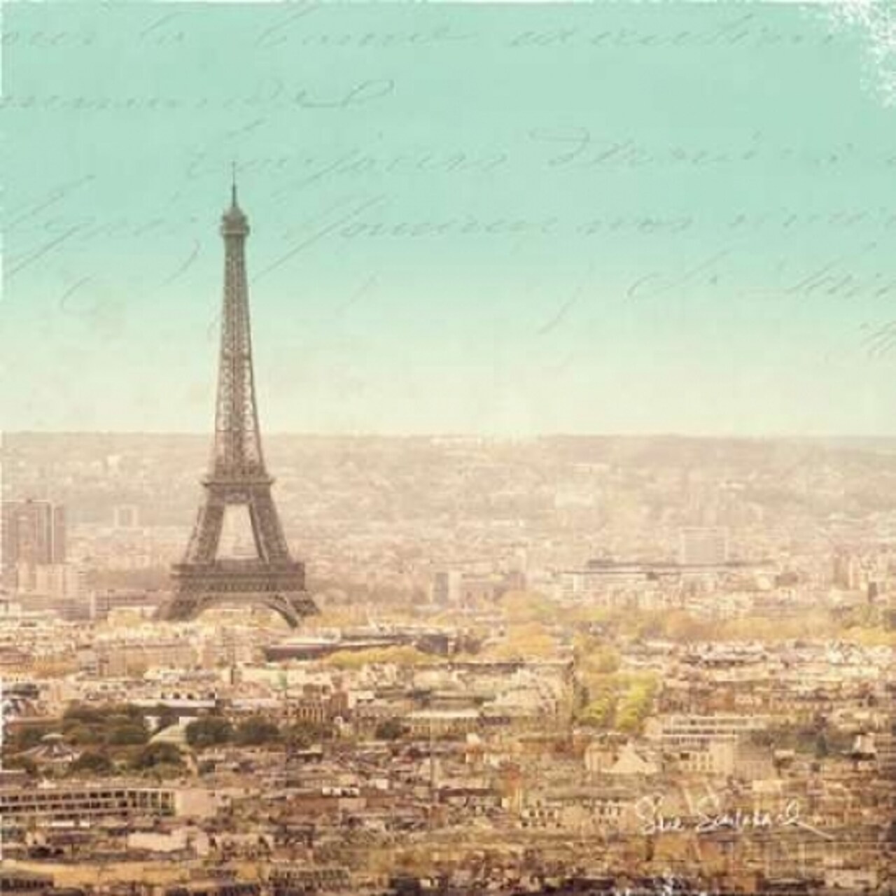 Eiffel Landscape Letter Blue II Poster Print by Sue Schlabach - Item # VARPDX14090